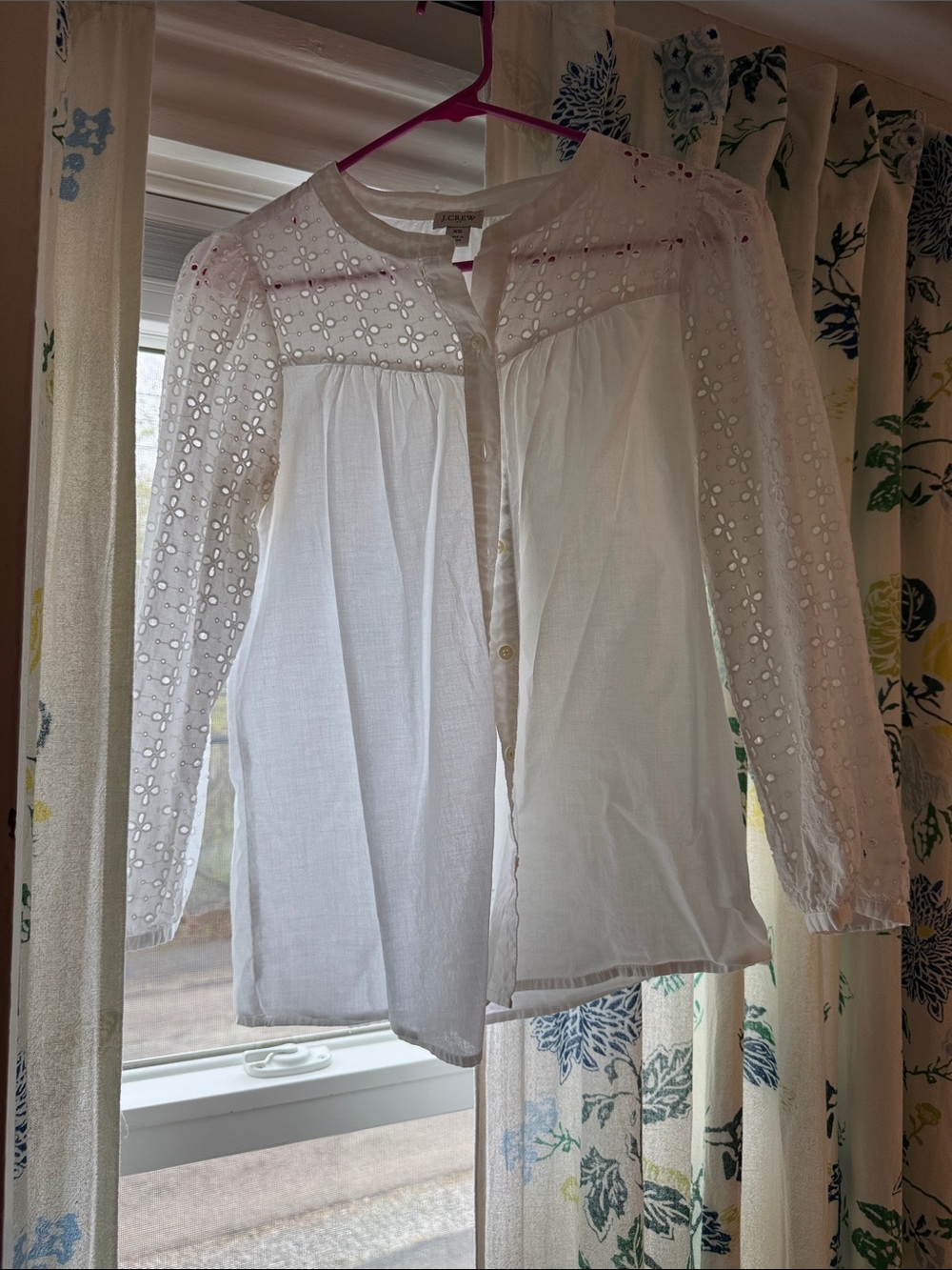 J crew White Eyelet Button-Front Blouse